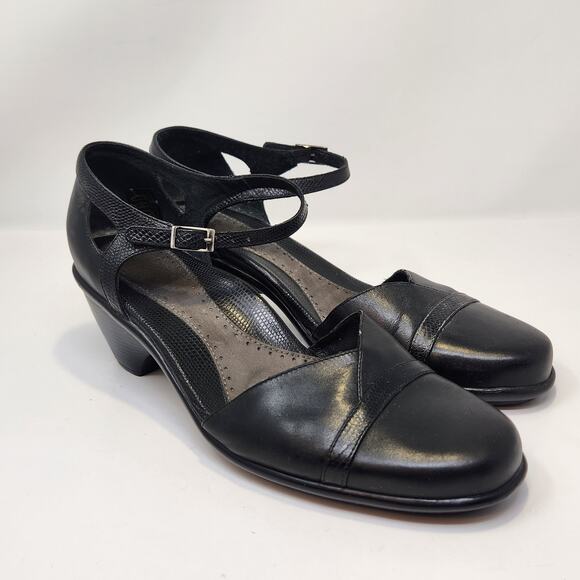Dansko Mary Jane Black Leather Clog Pumps Women Size 42 US 11.5 Ankle Strap - Picture 1 of 9